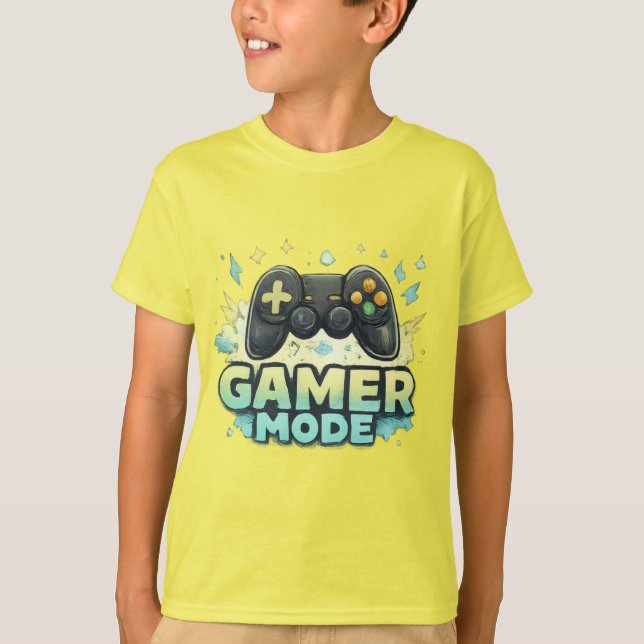 Gamer Mode ON - Kids Video Game Controller Graphic T-Shirt (Front)