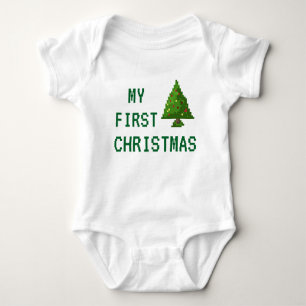 Gamer My First Christmas Pixel Tree Baby Bodysuit