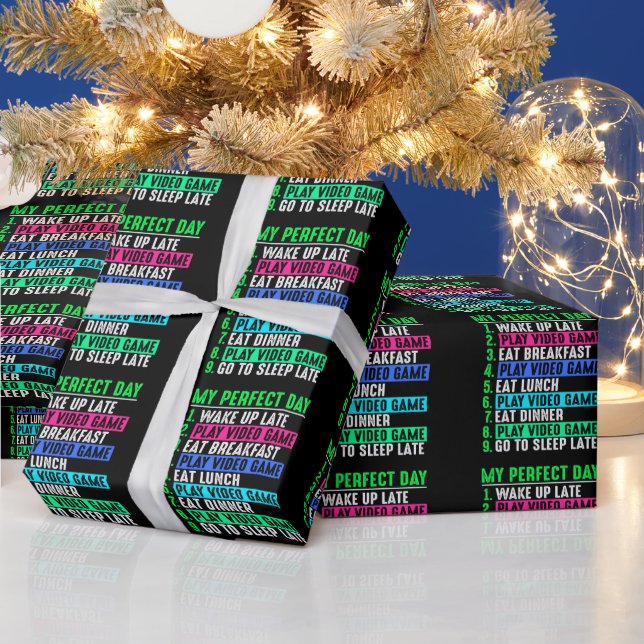 Gamer My Perfect Day Play Video Games      Wrapping Paper (Holidays)