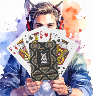 Gamer Name & Photo Tan/Brown/Black Playing Cards