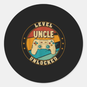 Gamer New Uncle Dad Mom Baby Announcement Pregnanc Classic Round Sticker