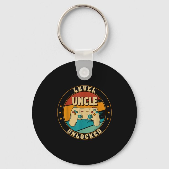 Gamer New Uncle Dad Mom Baby Announcement Pregnanc Key Ring (Front)