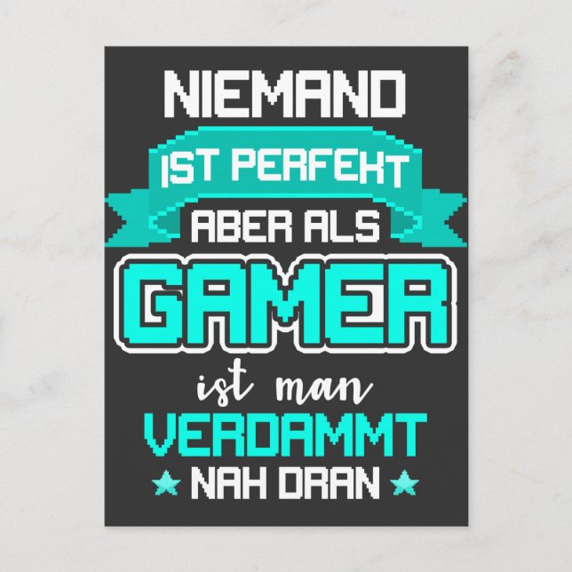 Gamer Nicht Perfekt aber Nah Dran Zocker Gaming Postcard (Front)