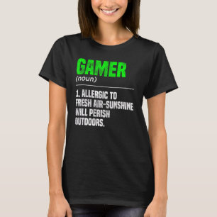 Gamer Noun Definition Video Game Player Gaming Pc T-Shirt