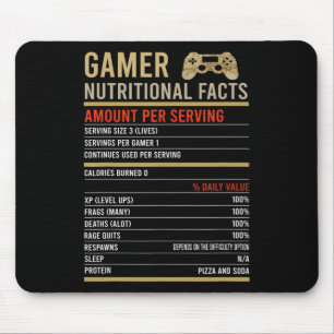 Gamer Nutritional Facts Cool Gamer Video Game Fun  Mouse Pad