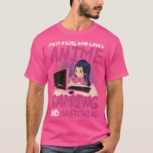 Gamer Otaku Girl Manga Sketching Anime T-Shirt