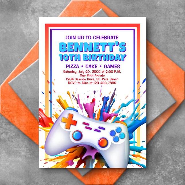 Gamer Paint Birthday Invitation (Creator Uploaded)