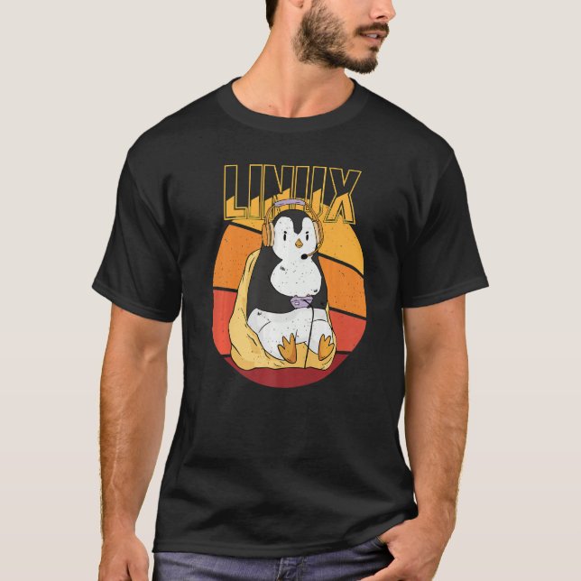Gamer Penguin Linux Root Party Nerd Programmer Com T-Shirt (Front)