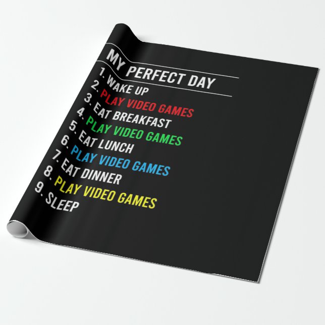 Gamer Perfect Day Wrapping Paper (Unrolled)