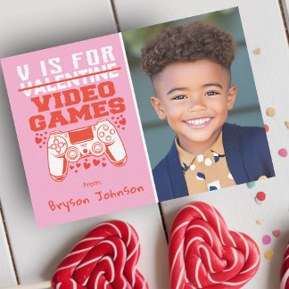 Gamer Photo Classroom Valentines Day Card