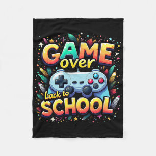 Gamer Pixel Game Over Student Ck To School  Fleece Blanket