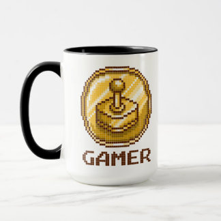 Gamer Pixel Joystick Emblem - Retro Gaming Mug