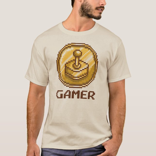 Gamer Pixel Joystick Emblem - Retro Gaming T-Shirt (Front)