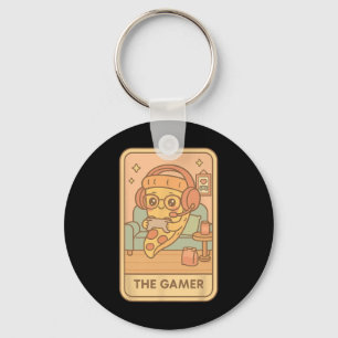 Gamer Pizza Tarot Card Funny Women Boys Girls Teen Key Ring