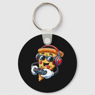 Gamer Pizza Video Gaming Boy Enthusiast Gamer Teen Key Ring