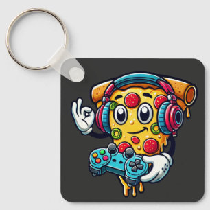 Gamer Pizza Video Gaming Food keychain
