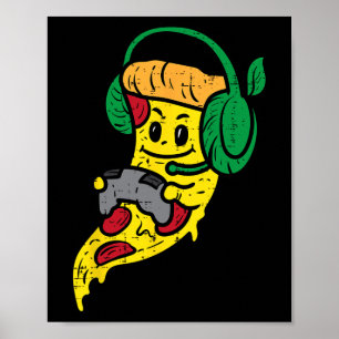 Gamer Pizza Video Gaming Funny Food Men Boys Kids  Poster