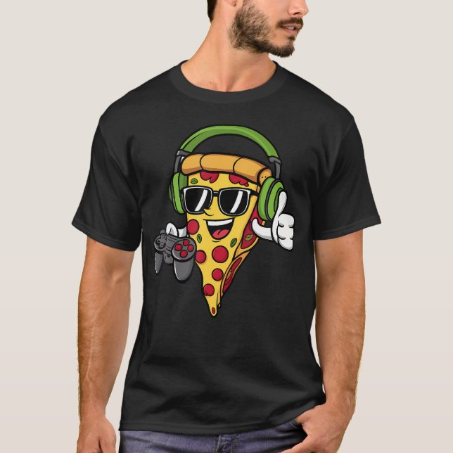 Gamer Pizza Video Gaming Funny Video Gamer Pizza L T-Shirt (Front)