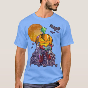 Gamer Pumpkin Jack O Lanten Video Game Gaming Hall T-Shirt