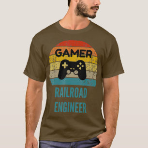 Gamer Railroad Engineer Vintage 60s 70s Gaming T-Shirt