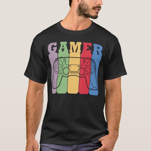 Gamer Retro Game Controller Design T-Shirt (Front)