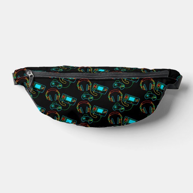 Gamer Retro Neon Pattern  Bum Bags (Lay Down)