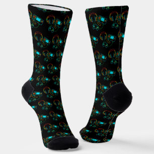 Gamer Retro Neon Pattern Socks
