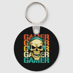 Gamer - Retro Skull Gaming Lover Console Game Vide Key Ring