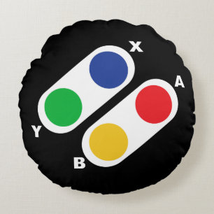 Gamer Round Pillow Video Game Controller Pad
