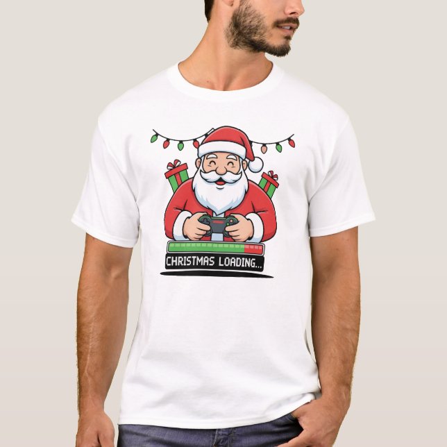 Gamer Santa Loading Christmas Hoodie & Tee (Front)