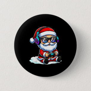 Gamer Santa Video Game Christmas Gaming  6 Cm Round Badge