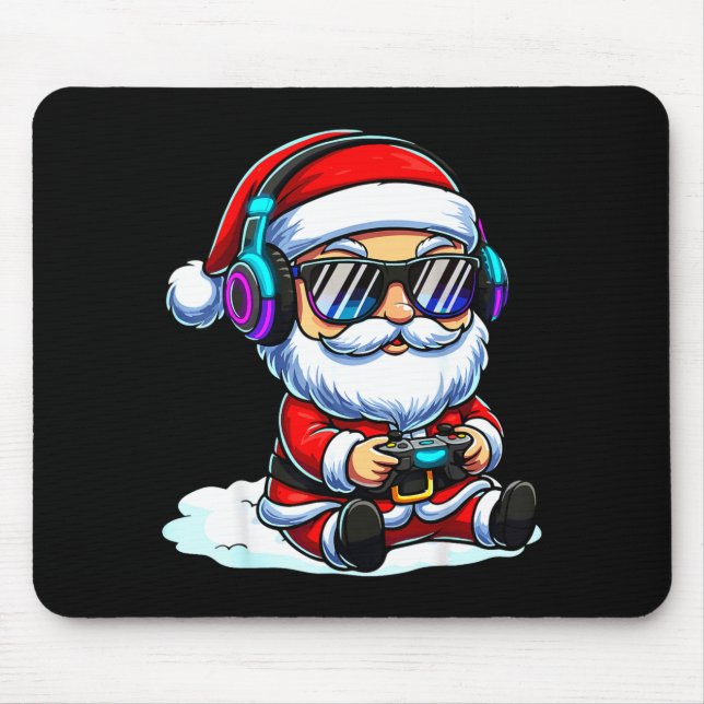 Gamer Santa Video Game Christmas Gaming  Mouse Pad (Front)