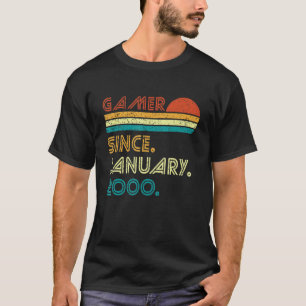 Gamer Since January 2000 22nd Birthday Retro Vinta T-Shirt