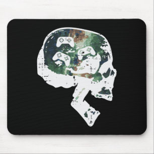 Gamer Skull Funny Video Gaming Men Boys Kids Teens Mouse Pad