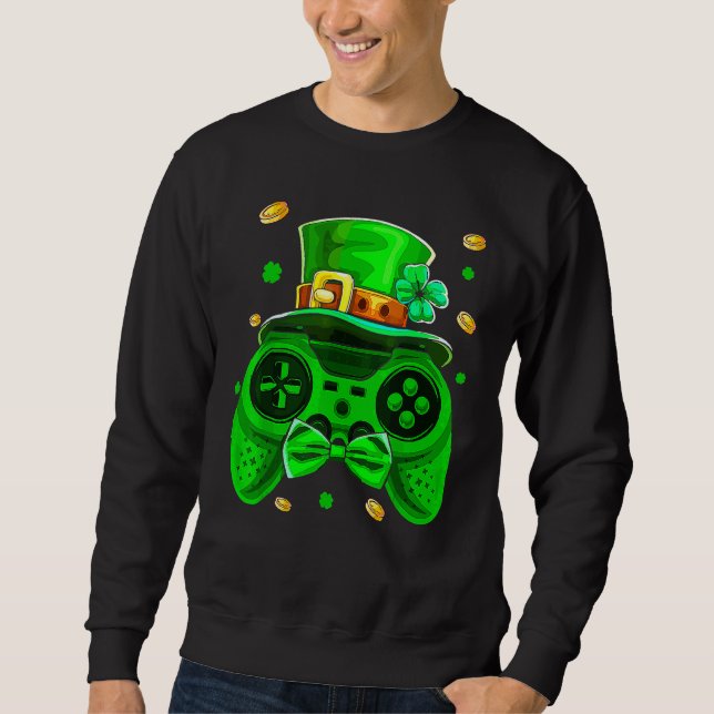 Gamer St Patricks Day Irish Controller Video Game  Sweatshirt (Front)