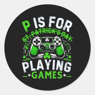 Gamer St Patricks Day Video Game Irish Gaming Classic Round Sticker