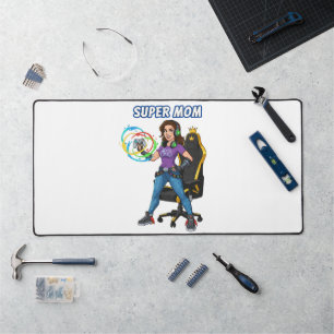 Gamer Super Mum Gaming Controller Cartoon Desk Mat