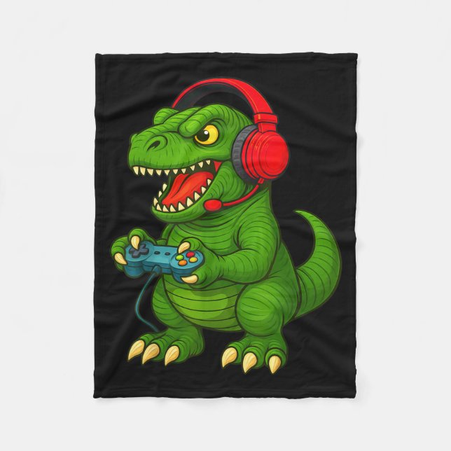 Gamer T Rex Dinosaur Video Games Boys Teen Funny G Fleece Blanket (Front)