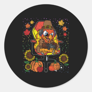Gamer Thanksgiving Day Gaming Video-game Gamer Classic Round Sticker