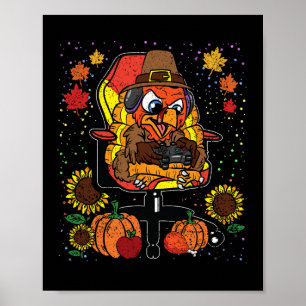 Gamer Thanksgiving Day Gaming Video-game Gamer Poster