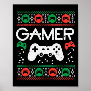 Gamer Ugly Christmas Sweater Retro Video Game Xmas Poster