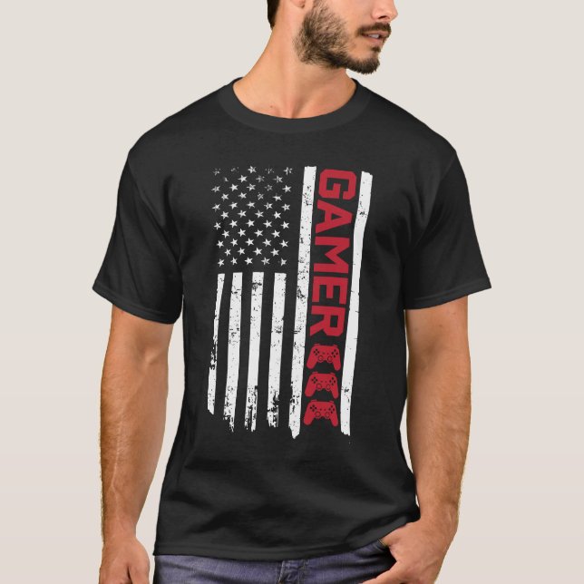 Gamer US Flag T-Shirt (Front)