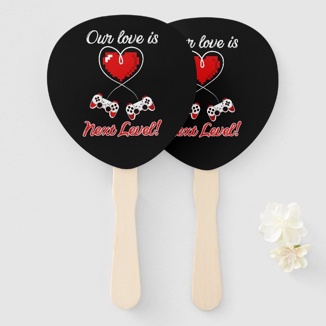 Gamer Valentine Hand Fans (Front and Back)