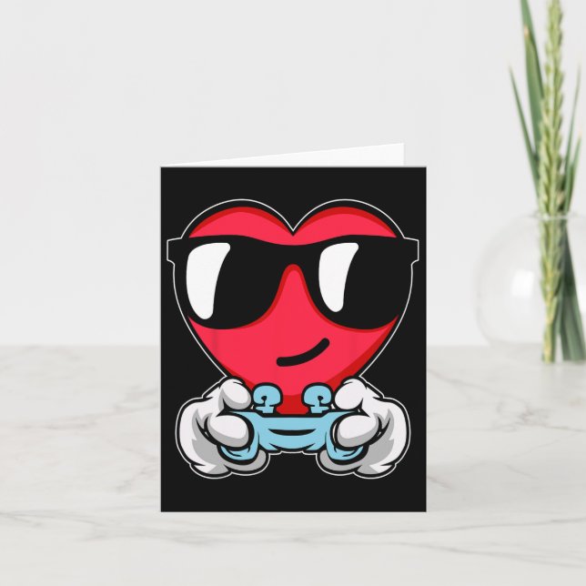 Gamer Valentines Day Cute Video-game Controller Ga Card (Front)