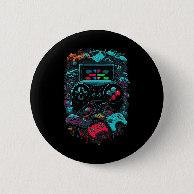 Gamer Video Game Controller 14  6 Cm Round Badge (Front)