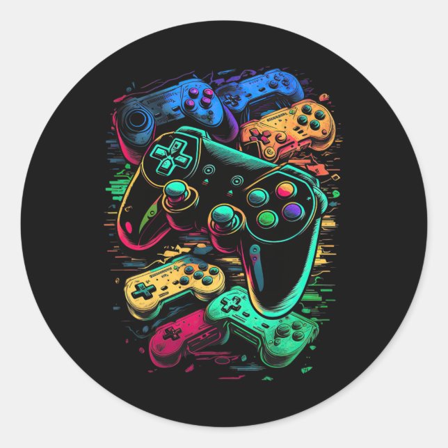 Gamer Video Game Controller 17  Classic Round Sticker (Front)