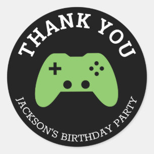Gamer Video Game Party Thank You Personalised Classic Round Sticker