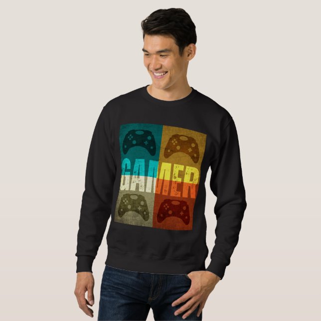GAMER VINTAGE VIDEO GAME CONTROLLER  SWEATSHIRT (Front Full)