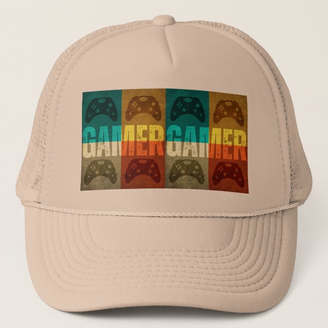 GAMER VINTAGE VIDEO GAME CONTROLLER  TRUCKER HAT (Front)