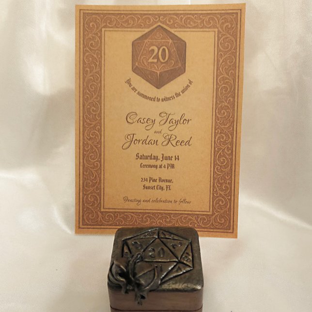 Gamer Wedding Invitation with Dragon & Dice D20 (Creator Uploaded)